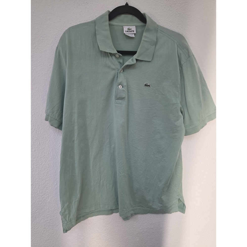 Lacoste Polo Shirt Men Size 6 Green 100% Cotton Solid Classic Casual Top